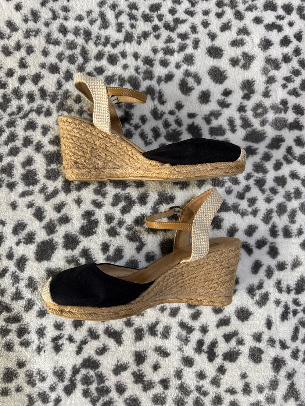 Black Espadrille Wedge Sandals with Ankle Strap